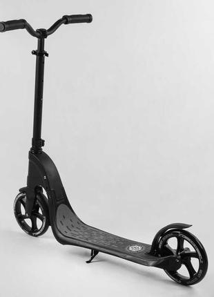 Самокат двоколісний best scooter 74077 чорний, кермо на 360°, від 8 років, до 100 кг, колеса pu 20 см3 фото