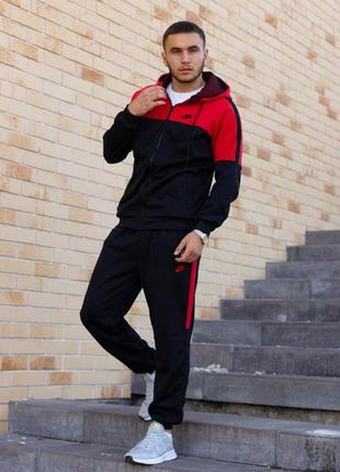Чоловічий спортивний костюм / якісний костюм nike в чорно-червоному кольорі на кожен день