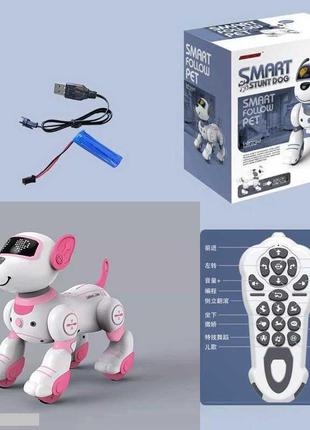 Собака-робот smart stunt dog bg 1533 рожева, 17 команд, дистанційний пульт і сенсорне керування1 фото