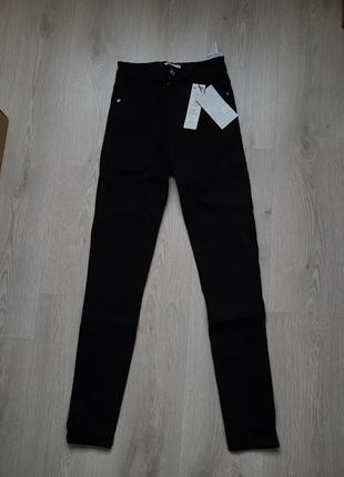 Базовые джинсы коттон джеггенсы черные скини skinny vintage zara 34 s 8197/4514 фото