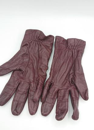 Кожаные бордовые перчатки m&amp;s2 фото