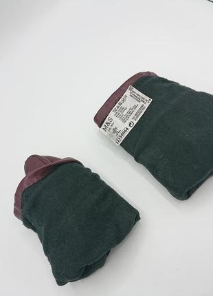 Кожаные бордовые перчатки m&amp;s3 фото
