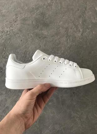 Adidas stan smith шикарные женские кожаные кроссовки белый цвет (весна-лето-осень)😍6 фото