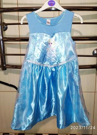 Карнавальный костюм платья ельза ледяное сердце 5-6 лет 110-116 рост1 фото