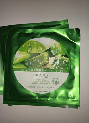 Заспокійлива тканинна маска для обличчя bioaqua bio aqua soothing &amp; moisture aloe vera 92% з алое вера, 30 г біоаква/біоавка