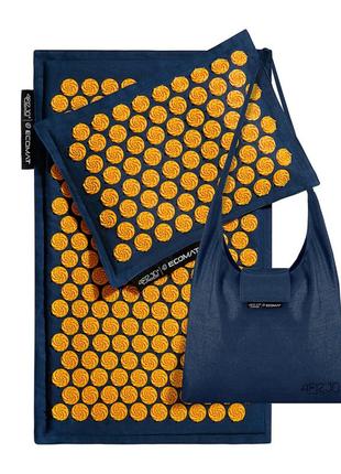 Коврик акупунктурный с подушкой 4fizjo eco mat аппликатор кузнецова 4fj0229 navy blue/orange poland3 фото