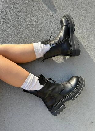 Женские ботинки черные кожаные no brand chelsea boots 2 ❄️5 фото