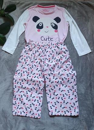 Шикарная хлопковая пижамка пандочка на 8-9 лет!