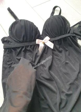 Набір комплект сорочка пеньюар комбінація корсет нижня білизна сексуальний еротичний стрінги трусики боді бейбідолл love&honey3 фото