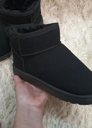 Черные низкие сапоги угги, ботинки зима под замш5 фото