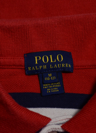 Polo ralph lauren оригинальная футболка поло брендовая р. 10-12 лет на подростка красная в полоску6 фото