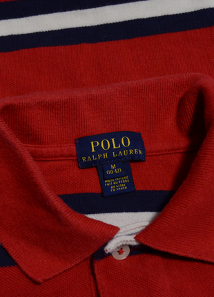 Polo ralph lauren оригинальная футболка поло брендовая р. 10-12 лет на подростка красная в полоску5 фото