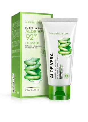 Пенка для умывания bioaqua aloe vera 92% cleanser с алоэ вера, 100 г биоаква био аква