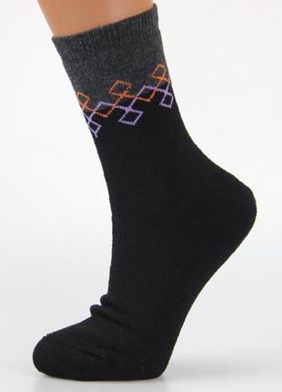 Шкарпетки жіночі махрові високі 23-25 розмір (36-40 взуття) двокольорові зимові, темні кольори5 фото