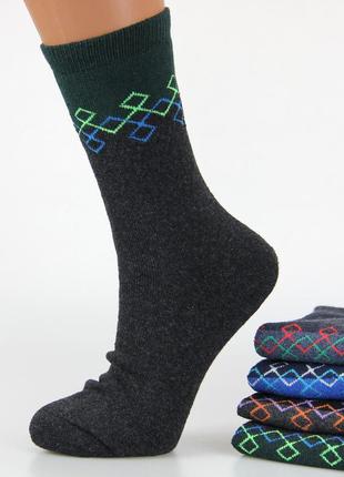 Шкарпетки жіночі махрові високі 23-25 розмір (36-40 взуття) двокольорові зимові, темні кольори3 фото