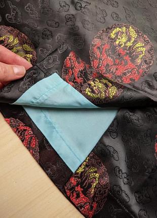 Юбка миди япония восточная драконы вискоза черная прямая винтажная дания6 фото