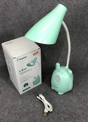 Настольная лампа taigexin led tgx 792, настольная лампа на гибкой ножке, лампа сенсорная. цвет: зеленый5 фото