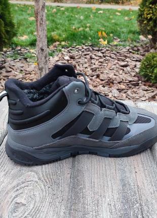 Мужские зимние кроссовки adidas niteball winter grey серые с мехом3 фото