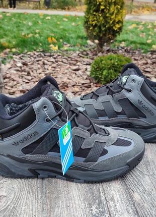 Мужские зимние кроссовки adidas niteball winter grey серые с мехом6 фото