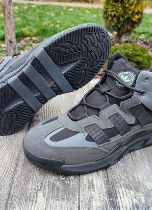 Мужские зимние кроссовки adidas niteball winter grey серые с мехом7 фото