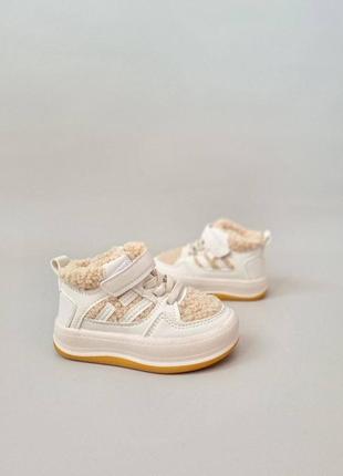 Теплые хайтопы, овчина, экокожа, липучка