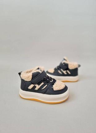 Теплые хайтопы, овчина, экокожа, липучка