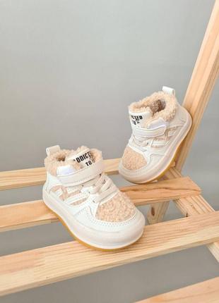 Теплые хайтопы, овчина, экокожа, липучка