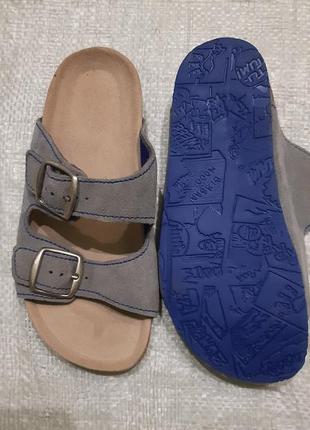 Ортопедические серые кожаные шлепанцы birkenstock 28 размер2 фото