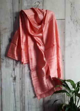 Палантин шарф большой шелковый розовый2 фото