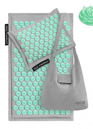 Коврик акупунктурный с подушкой 4fizjo eco mat аппликатор кузнецова 68 x 42 см 4fj0230 grey/mint с