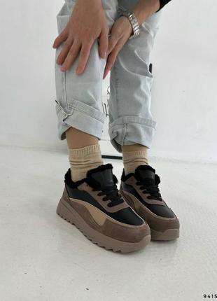 Зимние кроссовки натуральная кожа+ замша