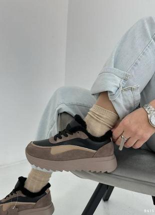 Зимние кроссовки натуральная кожа+ замша