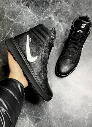 Зимние мужские ботинки nike black white (мех) 40