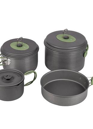 Набор посуды bo-camp explorer xl 4 pieces hard anodized grey/green (2200249) компактный и практичный
