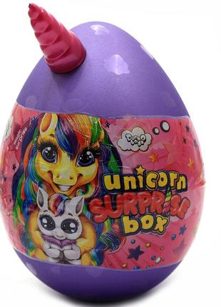 Игровой набор данко тойс «unicorn wow box» яйцо единорога 25х35 см, фиолетовое, ук язык (uwb-01-01)