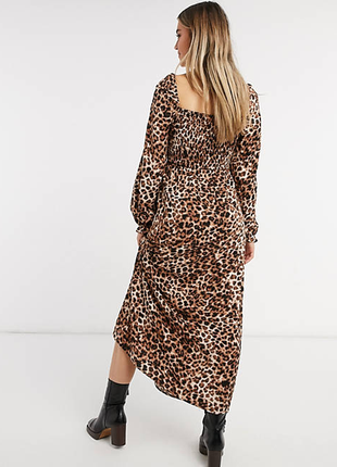 Леопардовое платье миди/платье с объемными рукавами. леопард принт/платье с квадратным вырезом3 фото