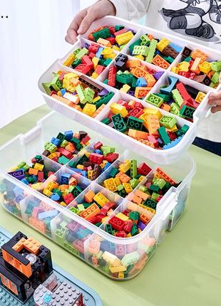 Уцінка!!! ящик-органайзер для зберігання деталей конструктора lego зелений8 фото