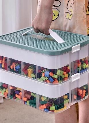 Уценка!!! ящик-органайзер для хранения деталей конструктора lego зеленый3 фото
