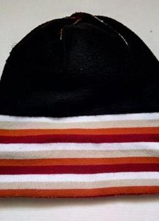 Шапочка і шарф у смужку р.46-52 м’який трикотаж шапка на флісі3 фото