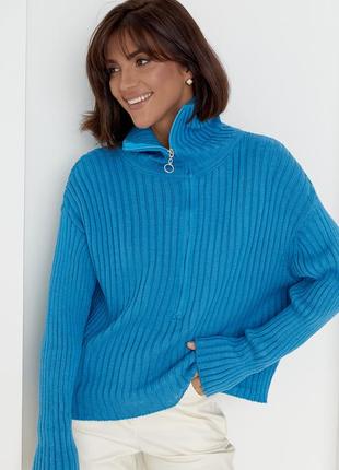 Жіночий светр з блискавкою на комірі артикул: 010133 фото