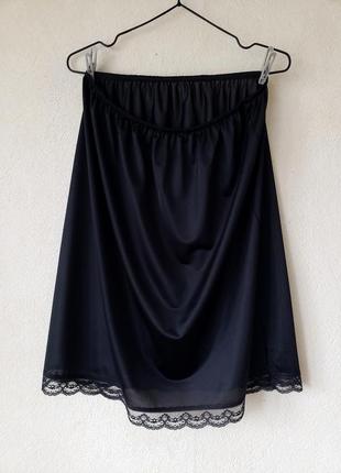 Черная нижняя юбка подьюбник с кружевом1 фото