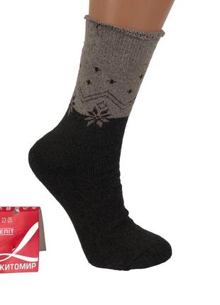 Шкарпетки жіночі махрові високі 23-25 розмір (36-40 взуття) орнамент зимові коричневий5 фото