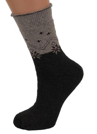 Шкарпетки жіночі махрові високі 23-25 розмір (36-40 взуття) орнамент зимові коричневий7 фото