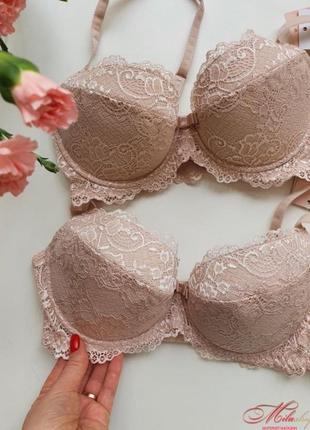 Кружевной бюстгальтер балконет с эфектом push up kleo karina lace.2 фото