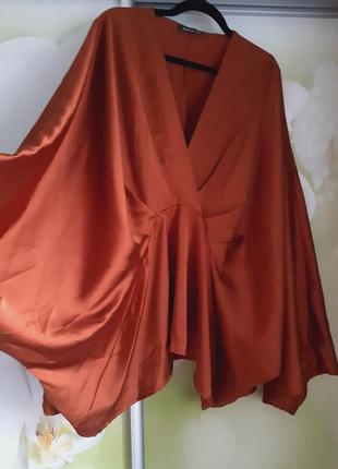 Шикарная нарядная атласная блуза свободный крой, boohoo,  p. 50-5210 фото