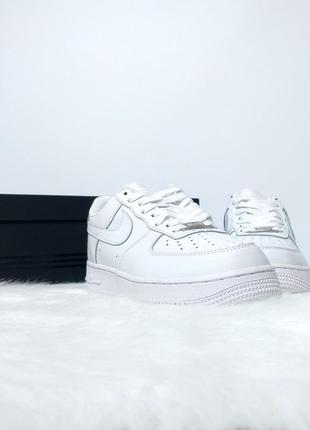 🔥потрясающие кожаные кроссовки nike air force в белом цвете😍5 фото