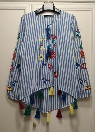Рубашка, новая, аид prettylittlething, бохо, вишинка, коттон