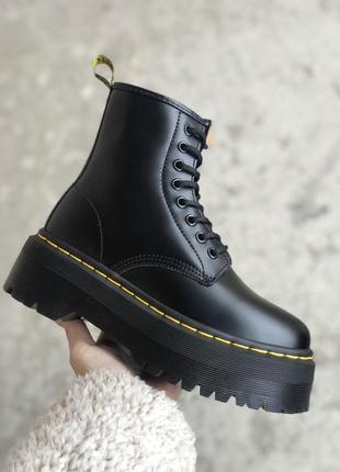 Dr.martens jadon black fur зимові черевики берці мартінс з хутром зимние ботинки мартинсы с мехом зима массивная высокая подошва