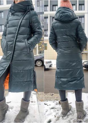 Теплый зимний длинный пуховик с капюшоном пальто на оверсайз макси длины cos owens6 фото