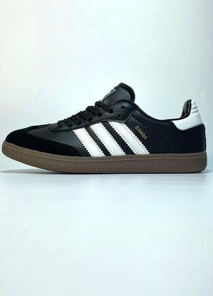 Кросівки adidas samba чорні, кросівки адідас самба шкіряні осінні, кеди адідас самба